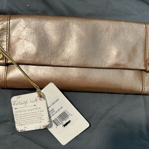 HOBO Gold Clutch with Shimmery Finish and Chain Strap